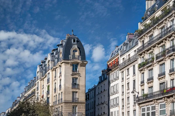 Париж Типові Фасади Вулиця Гарні Будинки Проспект Республіки — стокове фото