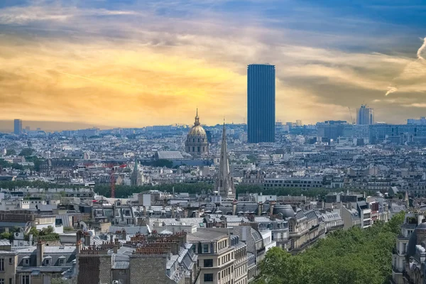 Paris Aerial View City Invalides Dome Montparnasse Tower Background — Stock fotografie