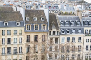 Paris, typical buildings in the Marais, aerial view from the Pompidou center