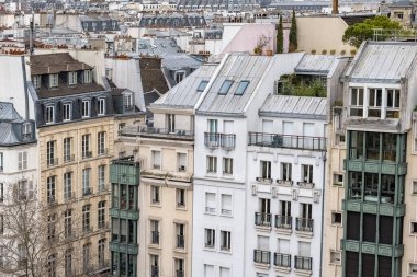 Paris, Marais 'deki tipik binalar, Pompidou merkezinden hava manzarası