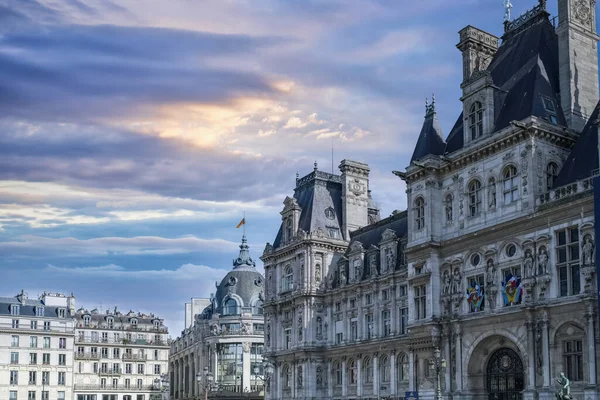 Paris Fasaden Hotel Ville Stadshuset Den Franska Huvudstaden — Stockfoto