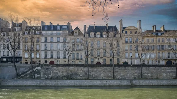 Paris Ile Saint Louis Quai Bourbon Seine Güzel Antik Binalar — Stok fotoğraf
