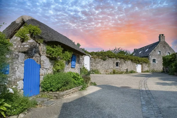 Bretagne Ile Aux Moines Morbihan Viken Halmstuga Byn Med Traditionell — Stockfoto