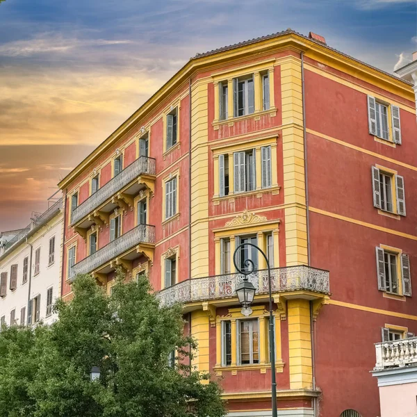 Korse Gamla Färgglada Hus Ajaccio Den Historiska Stadskärnan — Stockfoto