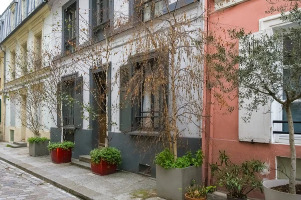 stock image Paris, colorful houses rue Cremieux, typical street in the 12e arrondissement