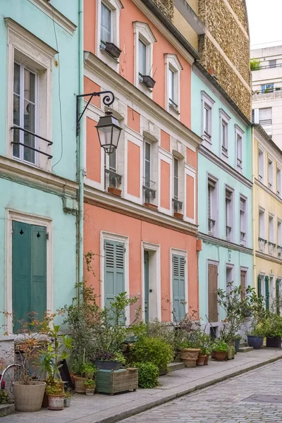 stock image Paris, colorful houses rue Cremieux, typical street in the 12e arrondissement