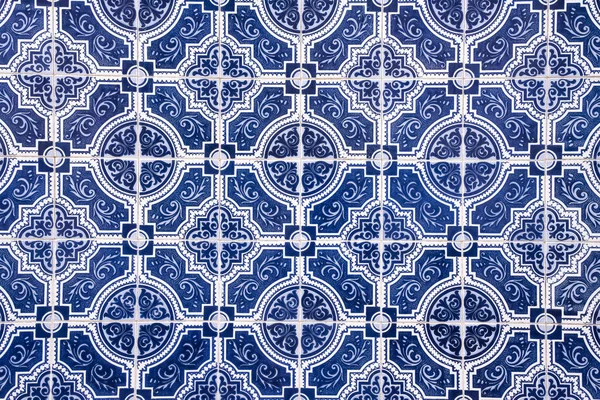 Azulejos in Portugal, detail on a typical house, blue color