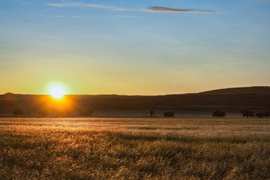 Namibya, Namib Çölü 'ndeki günbatımının manzarası, Ölü Vadi' deki vahşi manzara.
