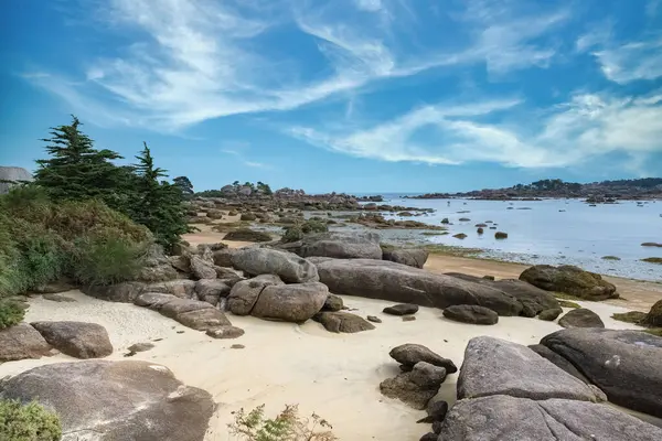 Stock image Tregastel in north Brittany, beach at low tide, in the Cotes d Armor