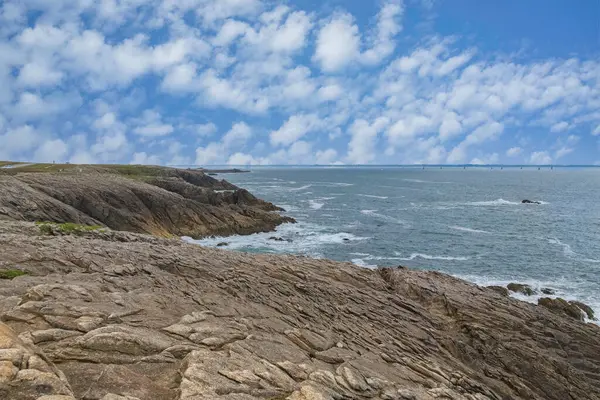 Quiberon Yarımadası, Britanya 'da, okyanusun güzel deniz manzarası, kayalık Cote Sauvage.