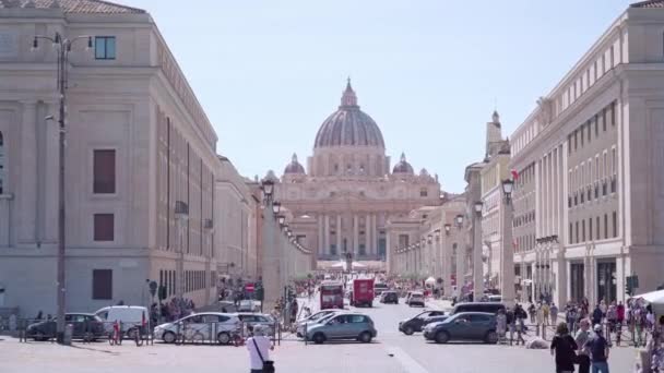 Rome Italie Mai 2022 Rue Animée Entrée Vatican Avec Une — Video
