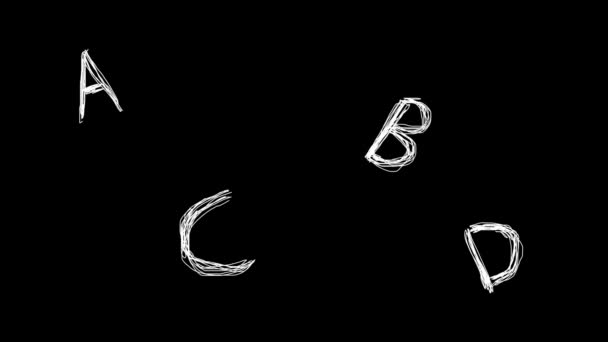 Przejście Sceny Stworzonej Liter Alfabetu Pojawiających Się Jeden Drugim Czarnym — Wideo stockowe