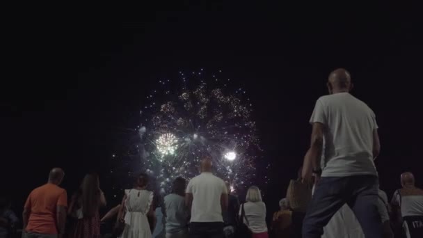 Sky Illuminated Explosions Summer Party — Stock Video