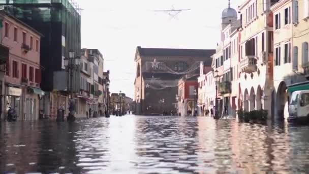 December 2021 Chioggia Flooded Ancient City — Stockvideo