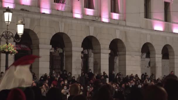 Chioggia February 2020 People Protest Italian Flag — Vídeos de Stock