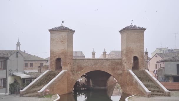 Architectural Monument Comacchio Called Trepponti — Stok video