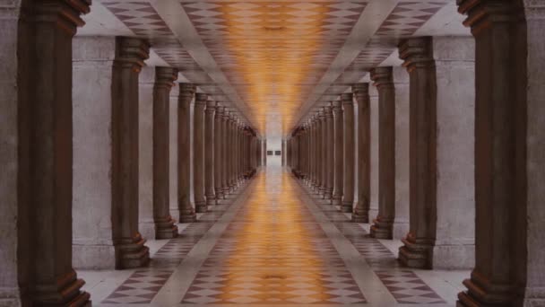 Venetian Tunnel Ancient Columns Marble Floor Ceiling — Stockvideo