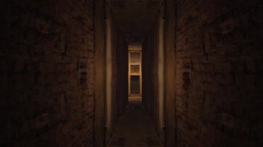 Geceleri tuğla duvarlar arasında karanlık dar bir tünel