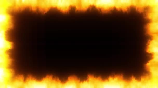 Burning Flames Create Frame Screen Black — Stockvideo