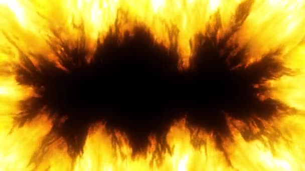 Intense Fire Burns Strong Flames Black Hole Center — Stockvideo