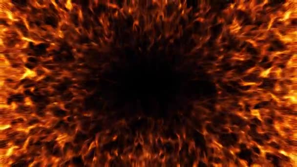 Вогонь Горить Темно Чорного Кругового Центру — стокове відео