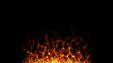 Non-large fire flames lit black screen