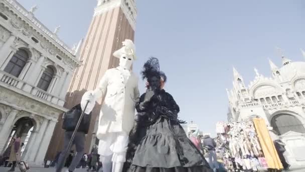Benátky Itálie Únor2023 Karneval Benátek Náměstí San Marco — Stock video