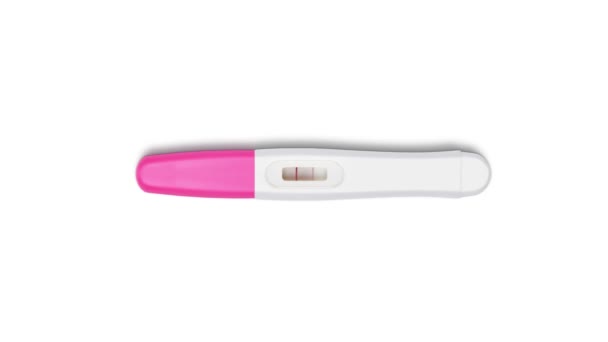 Pink Cap Fast Pregnancy Test Shows Two Red Lines Positive — Αρχείο Βίντεο