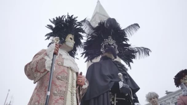 Venice Italy February 2023 Two People Dressed Carnival Venice Standing — Video Stock