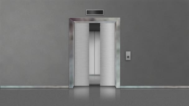Металлический Лифт Открывает Свои Двери Пустотой Внутри — стоковое видео