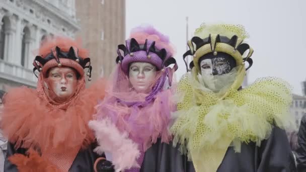 Venedig Italien Februar 2023 Tre Personer Karneval Kostumer — Stock-video ©  kmeel #648741424