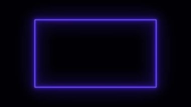 Çerçeve gibi dikdörtgen şekilli neon ışığı siyah arkaplanda renk değiştirir