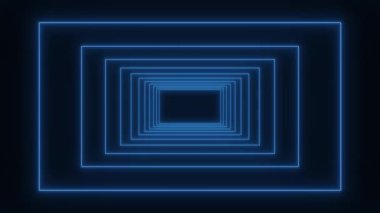 Siyah bir arkaplan üzerinde ışık çizgilerinin dikdörtgen tüneli boyunca hareket