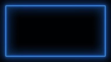 Neon siyah arkaplan gibi mavi ışığın dikdörtgen çerçevesi