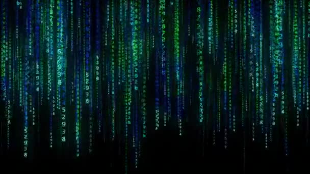 Schnelle Vertikale Digitale Zahlen Und Codes Auf Schwarzem Hintergrund Hacking — Stockvideo