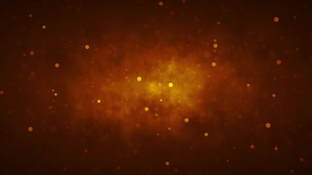 空気中の中心部と黄色の粒子に照らされた赤い抽象的な背景 — ストック動画