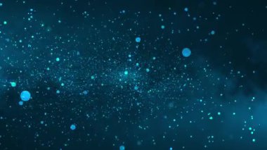 Mavi uzayda küçük yuvarlak parçacıklar arasında geçiş