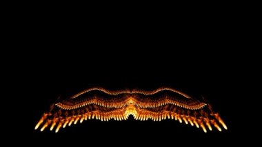 Alevlerin kanatları izole edilmiş siyah arka planda hareket ediyor.