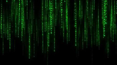 Dikey hareketteki yeşil dijital sayılar ve kodlar
