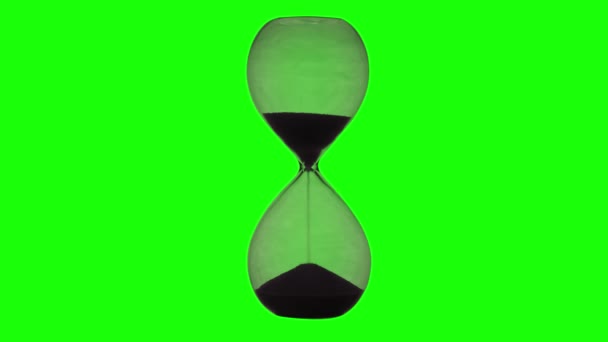 Темний Пісочний Годинник Зеленому Екрані Ключа Хроми — стокове відео