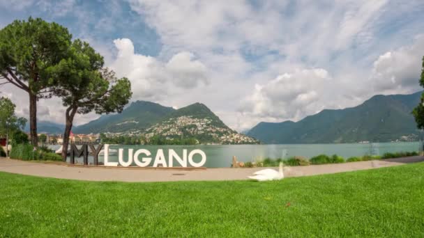 Agosto 2023 Timelapse Frente Sinal Lugano Suíça — Vídeo de Stock