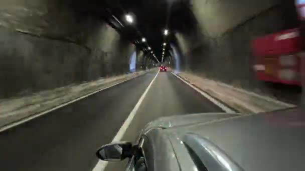 Agosto 2023 Lago Garda Itália Corridas Carro Hiperlapso Túneis Estrada — Vídeo de Stock