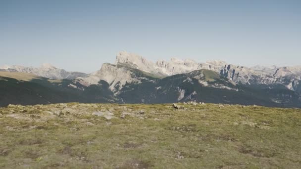Hermosa Vista Desde Alto Los Alpes Siusi Sobre Los Dolomitas — Vídeos de Stock