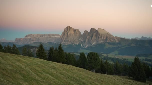 Vista Desde Monte Bullaccia Hacia Alpi Siusi Hermosa Italia — Vídeo de stock