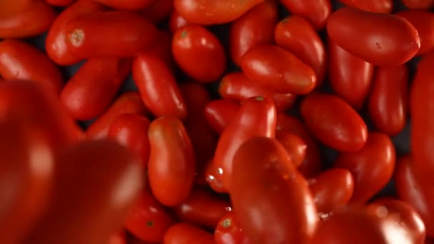 Los Tomates Sabrosos Rojos Caen Pila Arriba — Vídeos de Stock