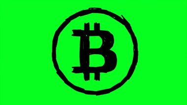 Bitcoin işareti kroma tuşuyla yeşil ekranda dur hareketiyle hareket eder