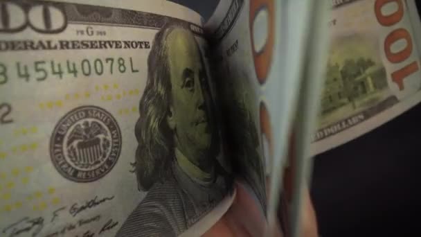 Banconote Scorrono Rapidamente Macro Man Mano Che Vengono Contate — Video Stock