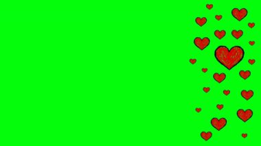 Parlak yeşil bir zemin üzerinde kırmızı kalpler barındıran büyüleyici bir tasarım, aşk temalı projeler için mükemmel..