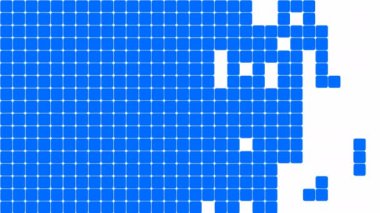 Mavi kareler beyaz arkaplanda belirir ve bir geçiş yaratır