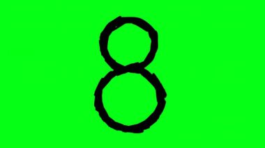 Bu basit ama sanatsal bir el çizimi gösterimi. Canlı yeşil bir arkaplan karşısında sekiz numarayı gösteriyor.